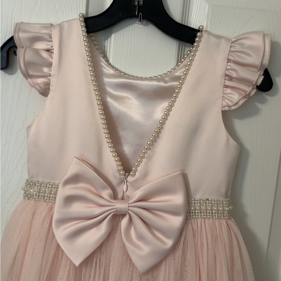 COUTURE PRINCESS Elegant Pink Kids Dress with Pearl Accents - Picture 7 of 13